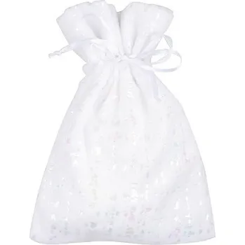 Dárková taška Látkový pytlík velurový s leskem bílý 12 x 16 cm