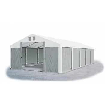 Zahradní stan Skladový stan 5x40x2m střecha PVC 560g/m2 boky PVC 500g/m2 konstrukce ZIMA PLUS Bílá Šedá Bílá
