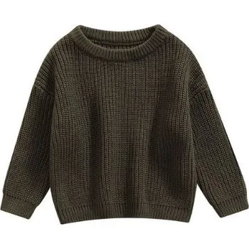 Chlapecký svetr Dětský podzimní pletený svetřík pro nejmenší Barva: Vojenská zelená, Velikost: 90/12-18M