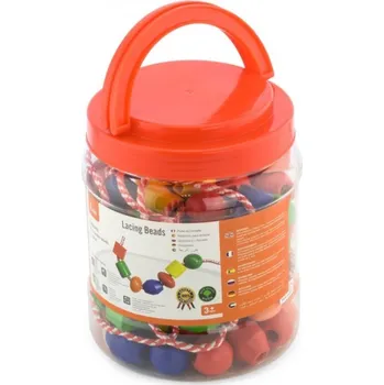 Dětské navlékací korálky VIGA Sada dřevěných navlékacích korálků 90 ks