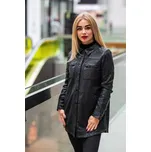 Dámský černý kožený kabátek- prodloužená Oversize košile G2WMalia Velikost XS