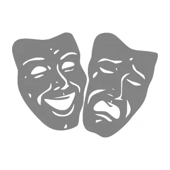 Samolepící dekorace SAMOLEPKA Masky tváře 001 pravá veselý a smutný (17 - šedá) NA AUTO, NÁLEPKA, FÓLIE, POLEP, TUNING, VLASTNÍ TEXT, TISK, AUTOSAMOLEPKY.cz, POLEPY, OBRÁZEK, LOGO, SAMOLEPKY