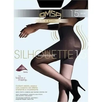 Dámské punčochy Dámské punčochové kalhoty Omsa Silhouette 15 den 5-XL nero/černá 5-XL