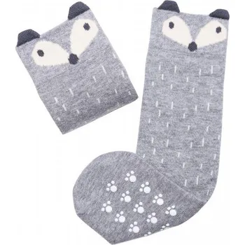 Kojenecké oblečení Mama's Feet Dětské podkolenky s liškou Crazy Animals Sneaky Fox šedé Velikost: 3-4 roky