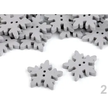 Dekorace - dřevěný knoflík vločka Barva: šedá