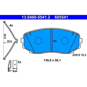 Brzdová destička Sada brzdových destiček, kotoučová brzda ATE 13.0460-5541.2