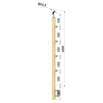 Plotový sloupek Dřevěný schodišťový sloupek - boční kotvení, 4 pruty vnitřní, EDB-BHZ4-2