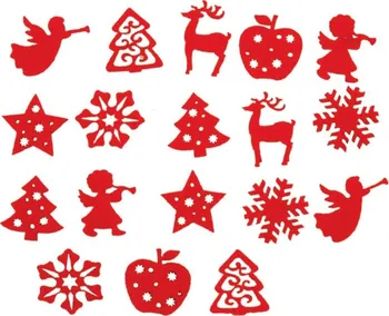 Vánoční dekorace Anděl Přerov 5828 vánoční dekorace z filcu červené 3 x 3 cm 18 ks