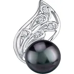 Stříbrný přívěsek GENEVIE s přírodní perlou v barvě černá Tahiti LPS1697BP