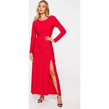 Dámské šaty Dlouhé plesové šaty MOE M719 červené EU velikost: S