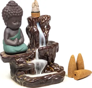 Ancient Wisdom Malý Buddha stojan na vonné kužely tekoucí dým 12 x 9 x 7 cm