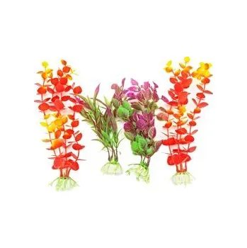 Dekorace do akvária Tatrapet akvarijní rostlina na kartě 15 - 20 cm, 4 ks, oranžová a fialová
