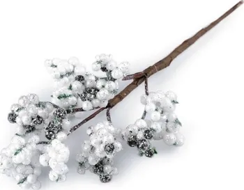 Umělá květina Stoklasa Větvička s ojíněnými bobulemi 28 cm bílá
