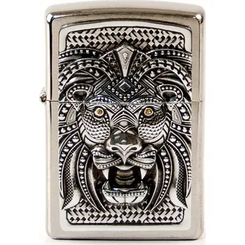Zapalovač ZIPPO chrom gebürstet Plakette "Art Lion" 2005906