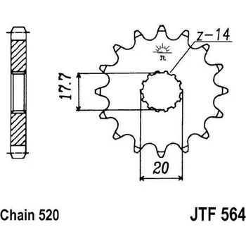 Řetězová sada pro motocykl Řetězové kolečko JT JTF 564-13 13 zubů, 520