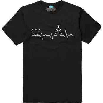 Pánské tričko Pánské tričko Vánoční kardiogram (Skladem S-5XL) (Velikost: L, Barva: Černá)