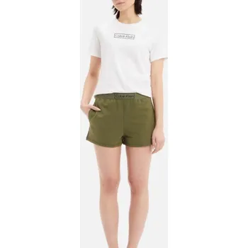 Dámské kraťasy Dámský kraťasový set - QS6804E 0SR bílá/khaki - Calvin Klein bílá/khaki M