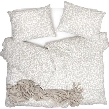 Bytový textil SCANquilt povlečení JERSEY větvičky béžovobílá 140 x 200/70 x 90 cm