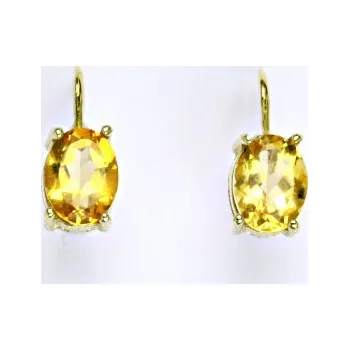 Náušnice Zlaté náušnice,přírodní citrín pálený, žluté zlato 14 ct, váha 2,58 g,NK 1245