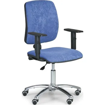 Kancelářská židle s nastavitelnými područkami a chromovaným křížem KZ 8978-modrá/KP