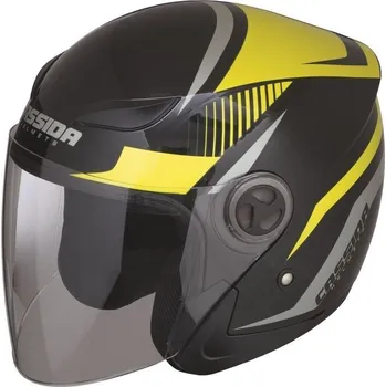 Helma na motorku Cassida Reflex černá žlutá fluo šedá otevřená přilba na motorku XS (53-54)