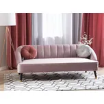 Pohovka růžová sametové čalounění 3místná černé dřevěné nohy prošívané opěradlo obývací pokoj Beliani