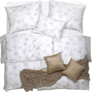 Bytový textil SCANquilt povlečení SATÉN DESIGN date palms bílobéžová 140 x 200/70 x 90 cm