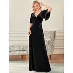 Velurové večerní šaty s obálkovým výstřihem Barva: Černá, Velikost: S