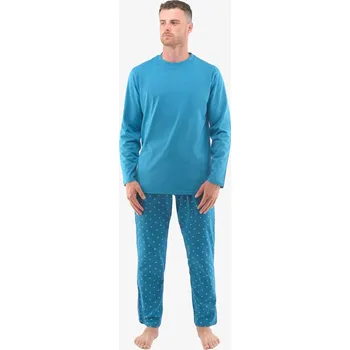 Pánské pyžamo Pánské pyžamo dlouhé 79129P tyrkysové vel.2XL - Gina
