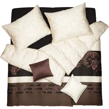Povlečení SCANquilt povlečení SATÉN ornamental pruh béžovohnědá 140 x 200/70 x 90 cm