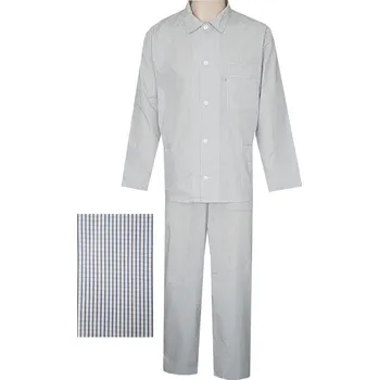 Pánské pyžamo Pánské Pyžamo Popelín FOLTÝN PI10 modrá kostička Velikost: 3XL, Materiál: Košilovina-popelín