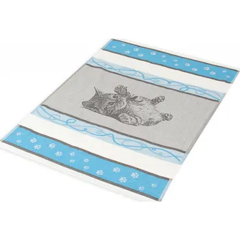 Utěrka Kuchyňská utěrka bambus tyrkysová, Kotě a tlapky (Kuchyňské utěrky s kočkou, kočka)