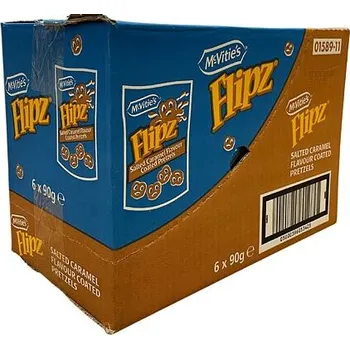 Bonbon Flipz McVitie's preclíky s polevou s příchutí slaného karamelu 90 g celé balení 6 ks