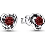 Peckové náušnice PANDORA Červený kruh věčnosti 292334C06