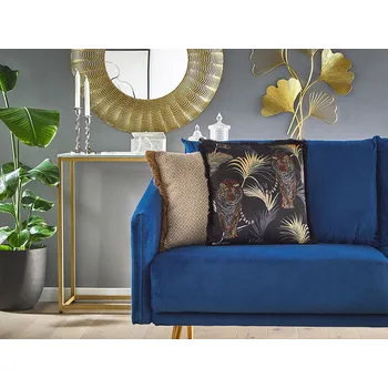 Bytový textil Dekorativní polštář Černý zvířecí potisk 45 x 45 cm Tygří motiv Moderní Glamour Decor Příslušenství Beliani