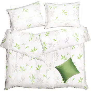 Povlečení SCANquilt povlečení KREP liány bílozelenošedá 140 x 200/70 x 90 cm