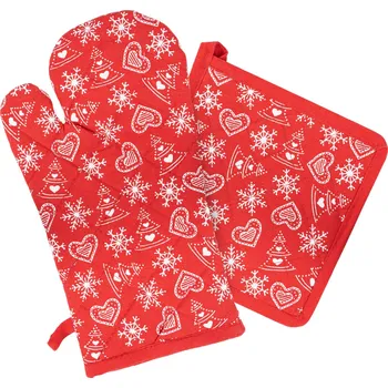 Chňapka Trade Concept Chňapka s magnetem a podložka Srdíčka, 18 x 32 + 20 x 20 cm, červená