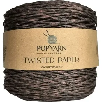 Příze POPYARN Papírová příze Twisted paper B520 - hnědá 250g 255m