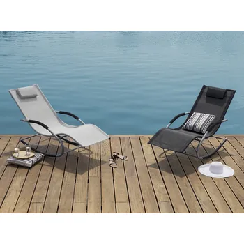 Zahradní lehátko Zahradní lehátko černý polyester houpací funkce moderní Beliani