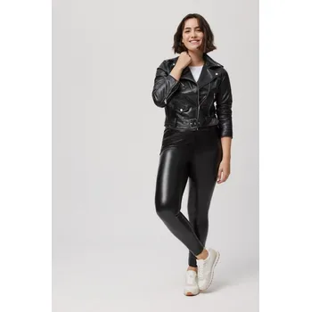 Dámské šaty Zateplené koženkové legíny černé MARISOL YSABEL MORA XXL