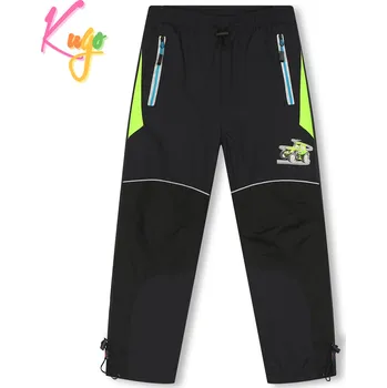 Chlapecké kalhoty Chlapecké šusťákové kalhoty, zateplené - KUGO DK7126, tmavě šedá/ tyrkysový zip Barva: Šedá, Velikost: 104