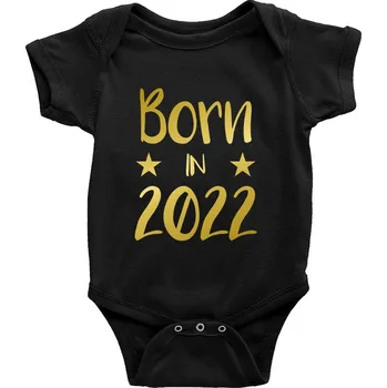 Výprodejové Dětské BODY Born In 2022 - Černé - (vel. 6měsíců)