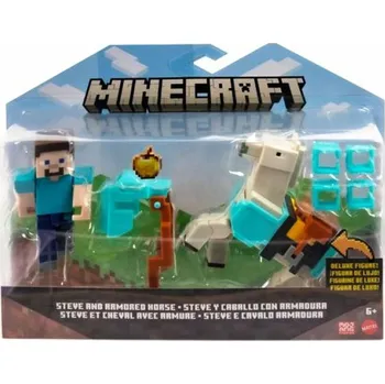 Figurka Mattel Minecraft 8 cm figurka dvojbalení Steve a Obrněný kůň