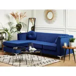 Rohová pohovka modrá modulární pravostranná, 3místný, další polštáře, styl glamour Beliani