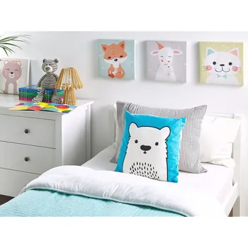 Dětský pokoj Sada 2 dětských polštářů s medvědem modrá měkká výplň bavlněný potah dětský pokoj Beliani