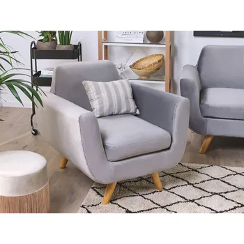 Napínací potah Náhradní potah na křeslo šedý sametový snímatelný se zipem náhradní povlak na nábytek Beliani