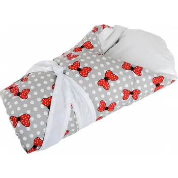 Zavinovačka JAN peří Péřová zavinovačka "Dráček" Minnie mašle na šedé - Péřová zavinovačka "Dráček" 80x80 cm Minnie mašle na šedé vnitřek + potah