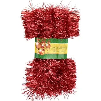 Vánoční ozdoba Vánoční řetěz červený 7cm x 2,5m