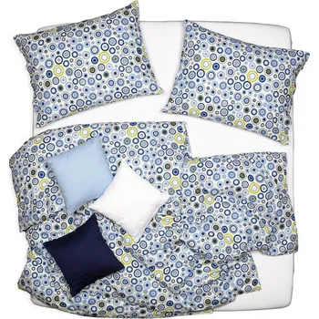 Povlečení SCANquilt povlečení KLASIK kolečka modrozelená 140 x 200/70 x 90 cm
