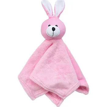 plyšák SCANquilt dětský muchláček ANIMAL králíček růžová 36 x 36 cm